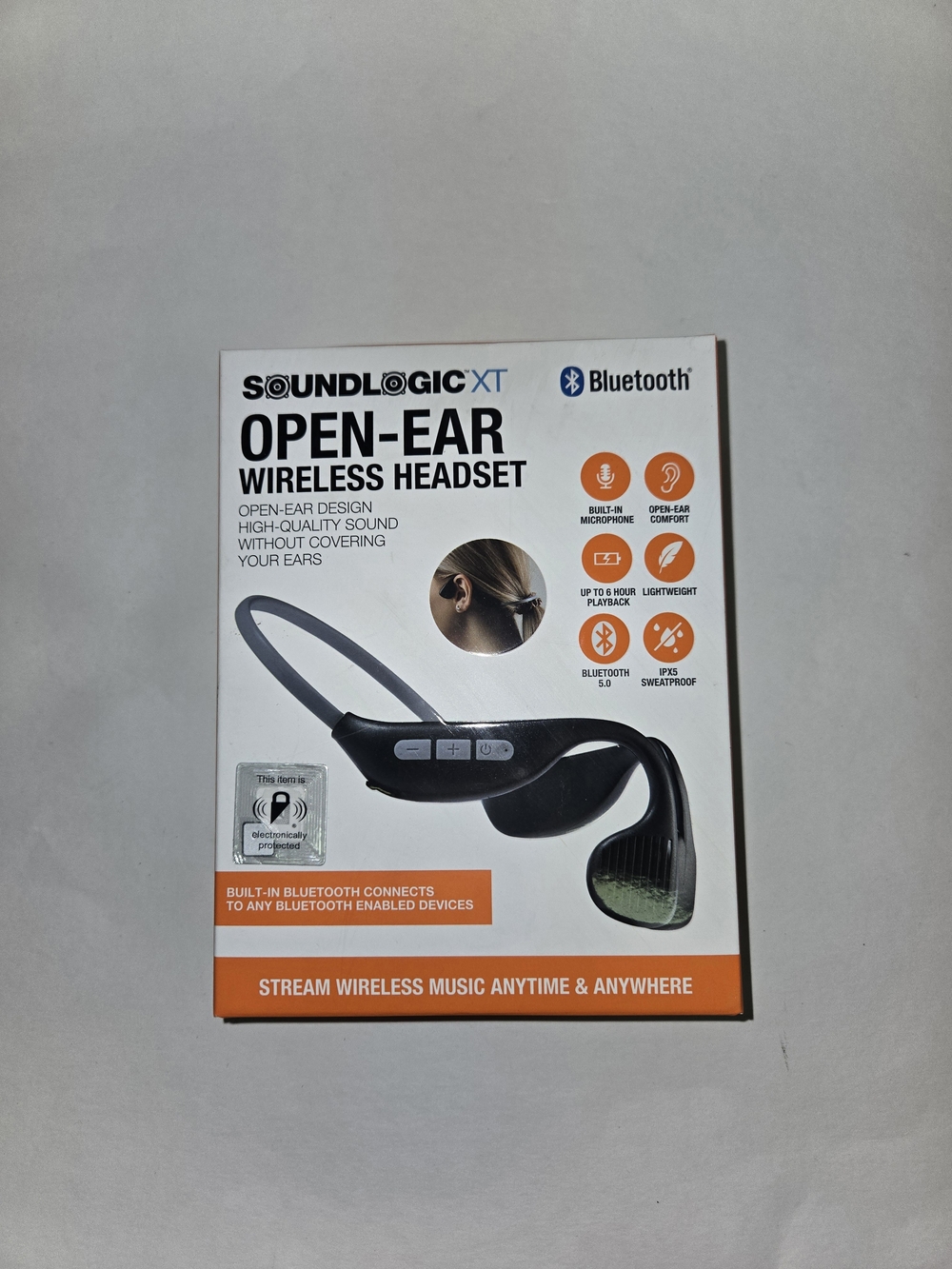 SoundLogic XT Open-Ear Wireless Headset - Black with Orange Accents